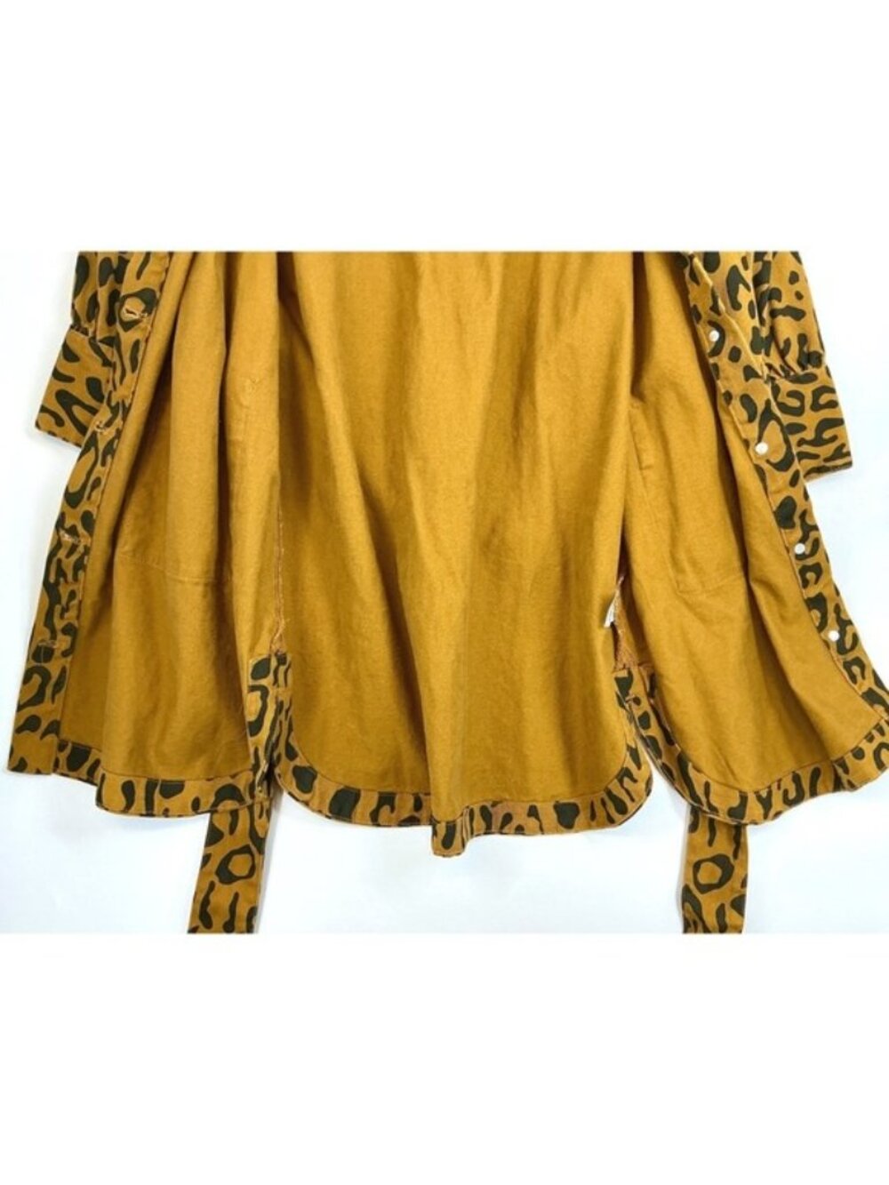 Future Collective Denim Syle Shirt Dress Sz 0 Leopard Print Statement Y2K Safari - Picture 7 of 14